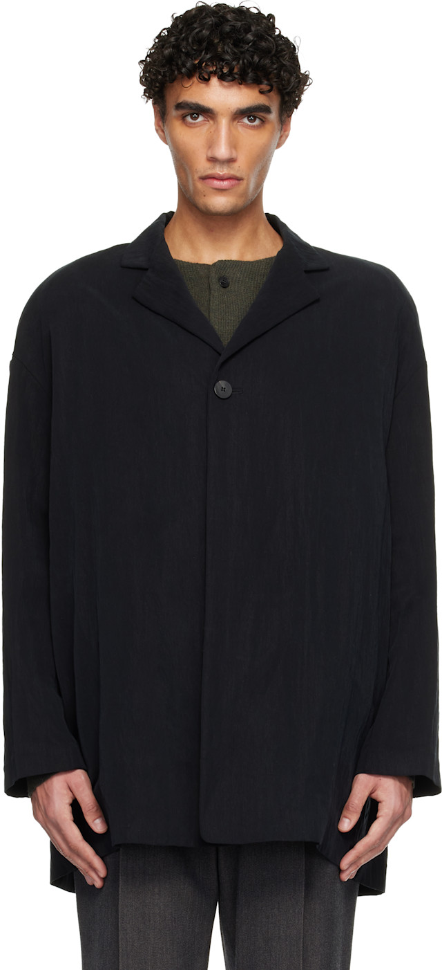 Fear of God: Black Tencel Nylon Unlined Relaxed Blazer | SSENSE