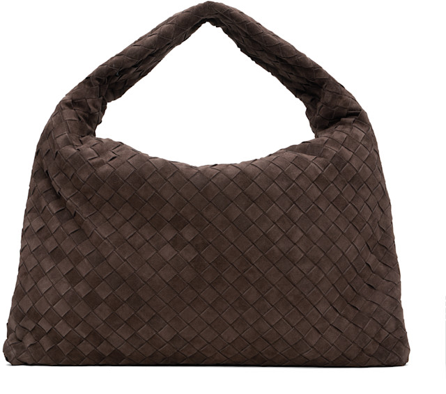 BOTTEGA VENETA ハンドバッグ スエード ブラウン系 Bottega Veneta: ブラウン ニュー スモール Hop Intrecciato スエード