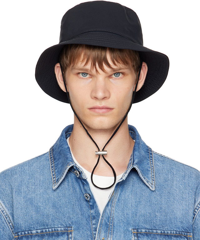 Bottega Veneta: Black Tech Nylon Bucket Hat | SSENSE