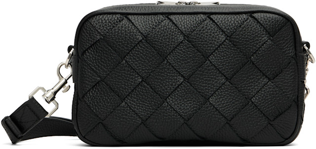 Bottega Veneta: ブラック スモール Intrecciato カメラバッグ