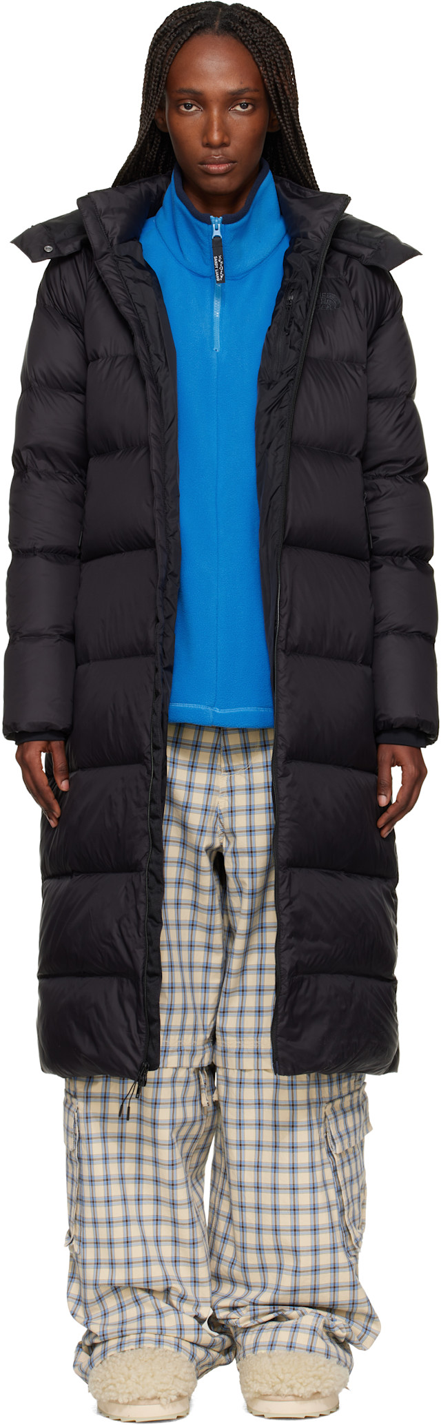 The North Face: Black City Long Hooded Down Jacket | SSENSE