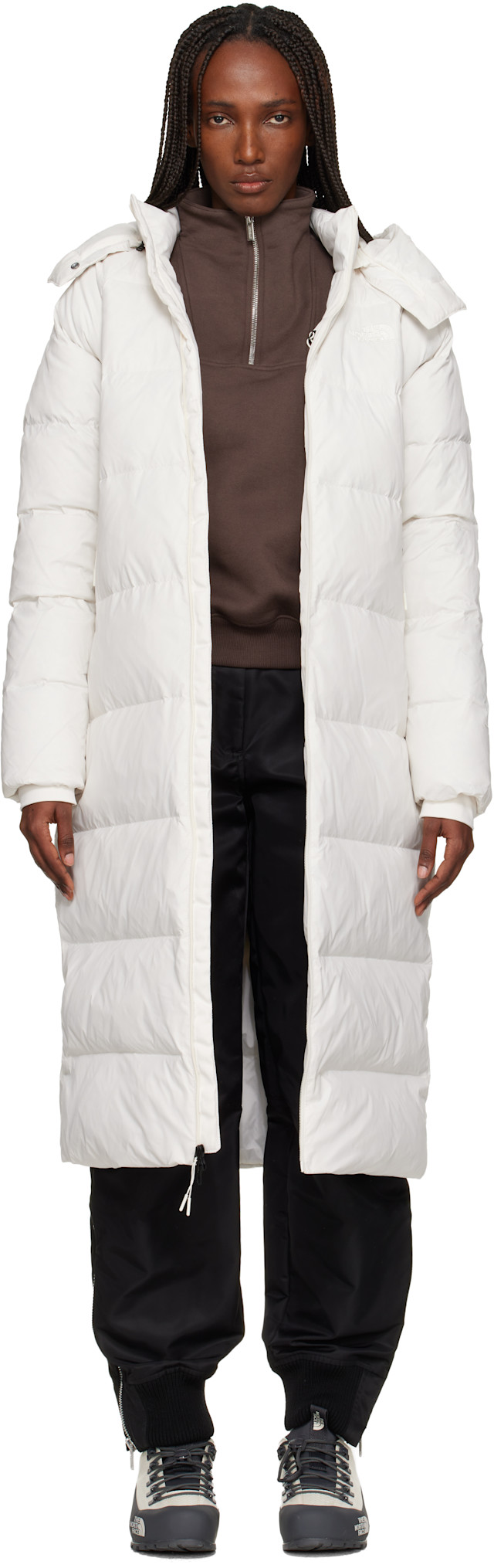 Theory フード付きロングダウンジャケット S ホワイト The North Face: ホワイト City Long フード ダウンコート | SSENSE 日本