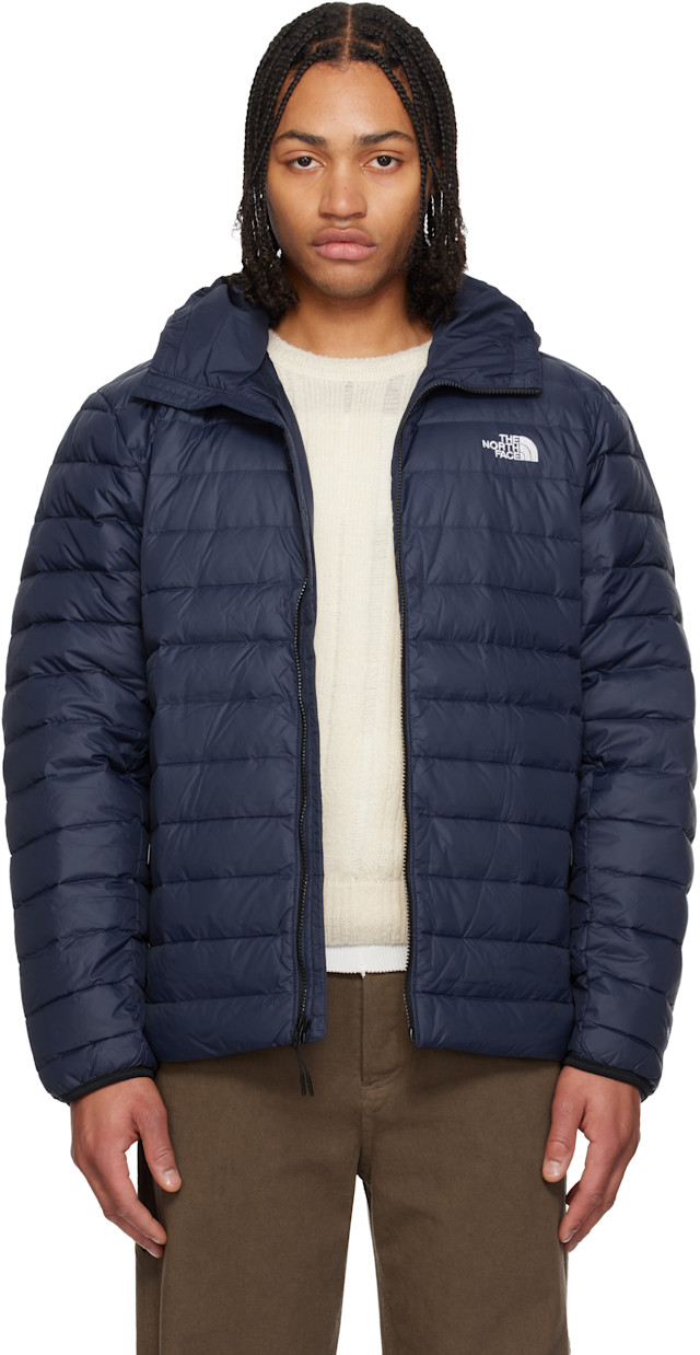 The North Face: Navy Classic Hooded Down Jacket | SSENSE