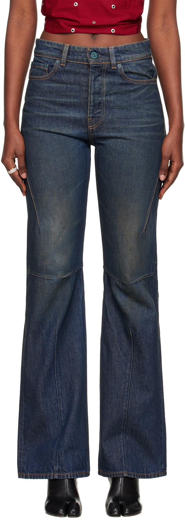 OUR LEGACY: Navy Moto Cut Jeans | SSENSE