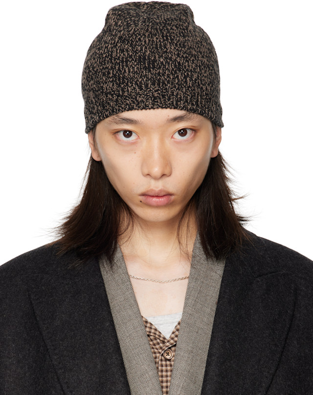 OUR LEGASY リブニットビーニー OUR LEGACY: ブラック＆ブラウン Classic ビーニー | SSENSE 日本