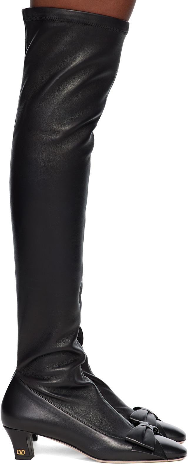 VALENTINO ブラック ロングブーツ 厚底　３７ Valentino Garavani: Black Over-The-Knee Tall Boots | SSENSE