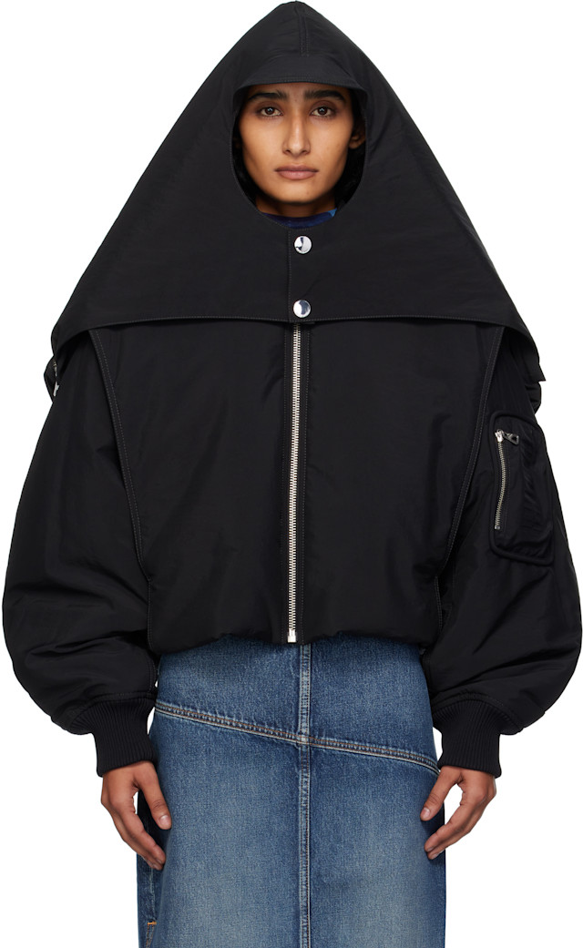 Jean Paul Gaultier: Black 'The Hooded' Bomber Jacket | SSENSE