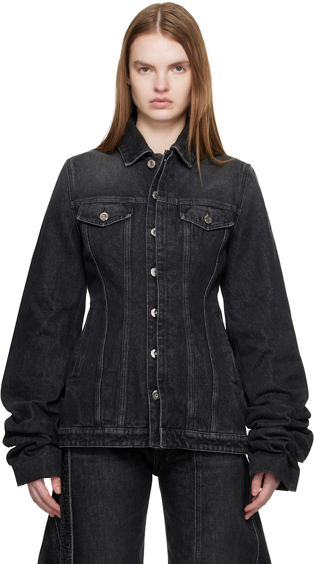 Jean Paul Gaultier: Black Oversized Sleeves Denim Jacket | SSENSE