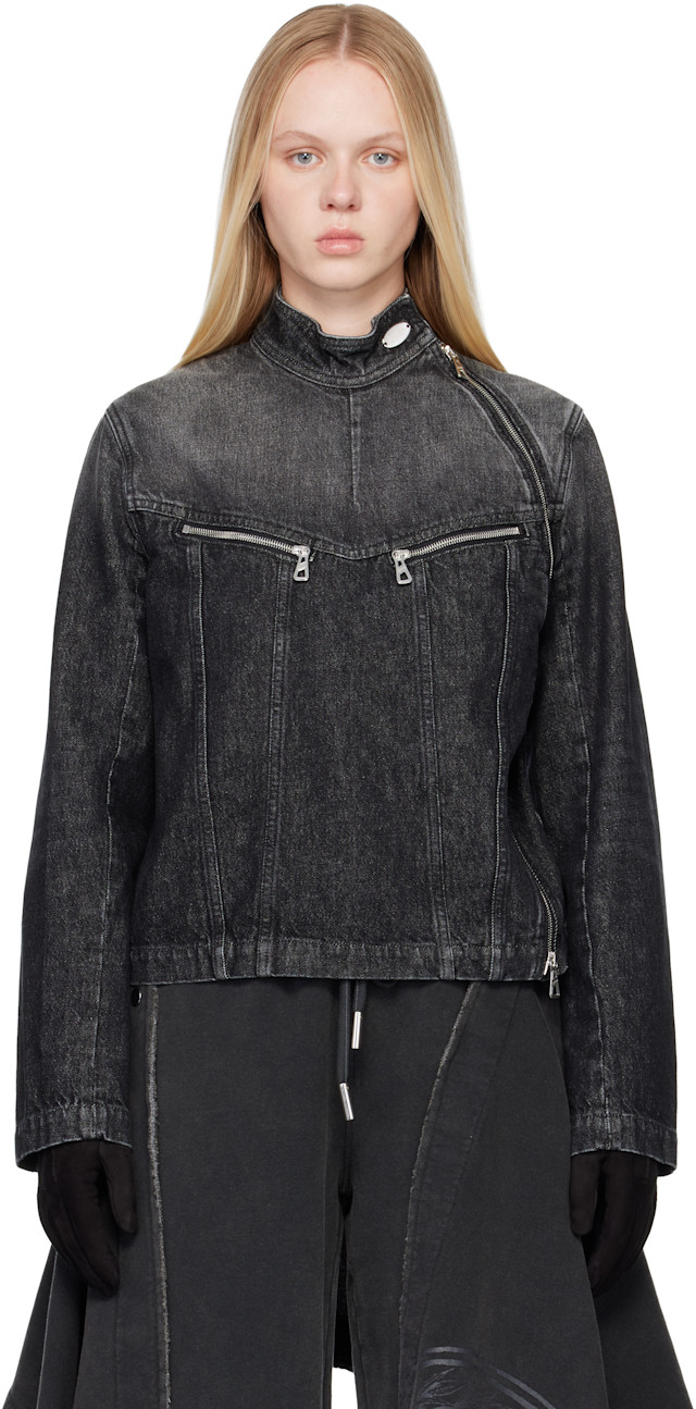 Jean Paul Gaultier: Black Detachable Glove Denim Jacket | SSENSE