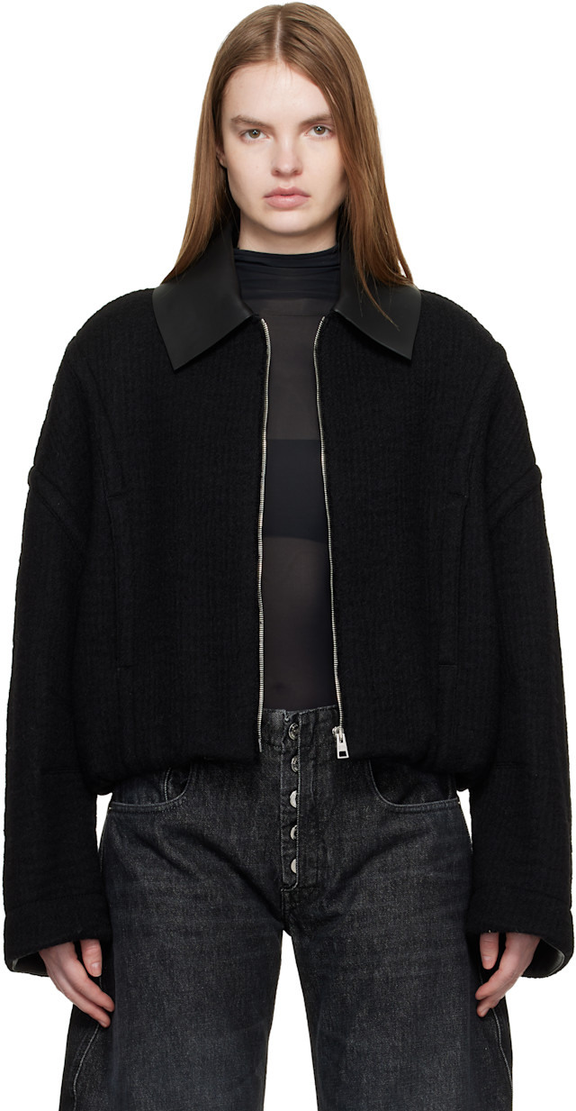 Jean Paul Gaultier: Black Heavy Wool Bomber Jacket | SSENSE