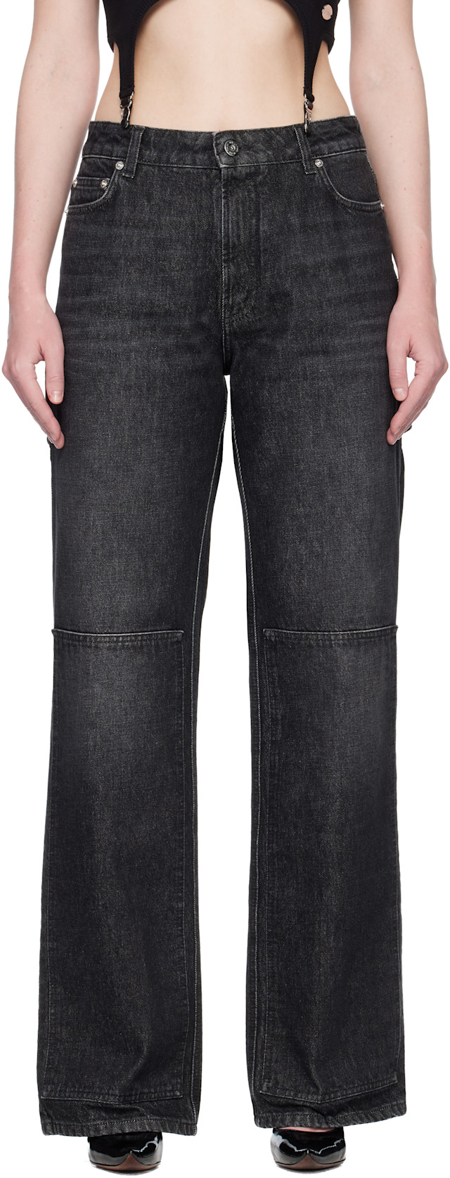 Jean Paul Gaultier: Black 'The Cut-Out' Jeans | SSENSE