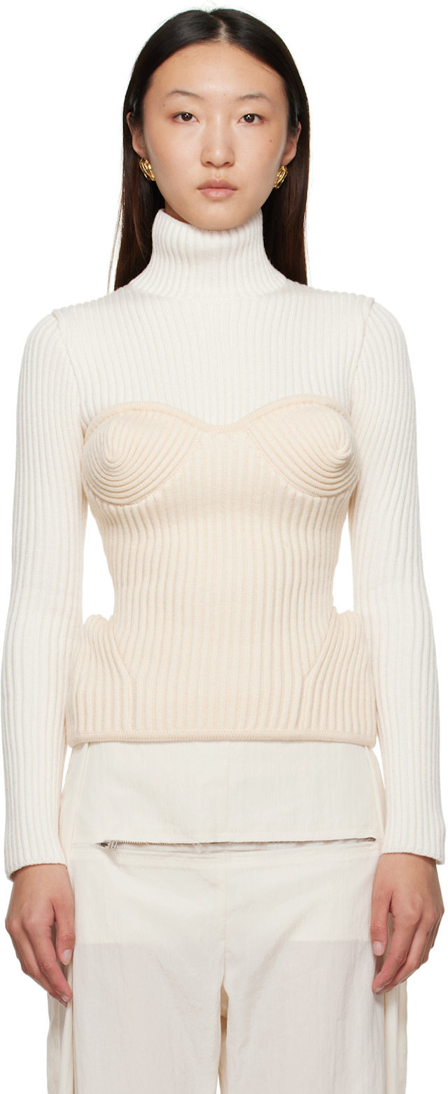 Jean Paul Gaultier キャミソール トップス カットソー Jean Paul Gaultier: White & Off-White Corset Turtleneck | SSENSE