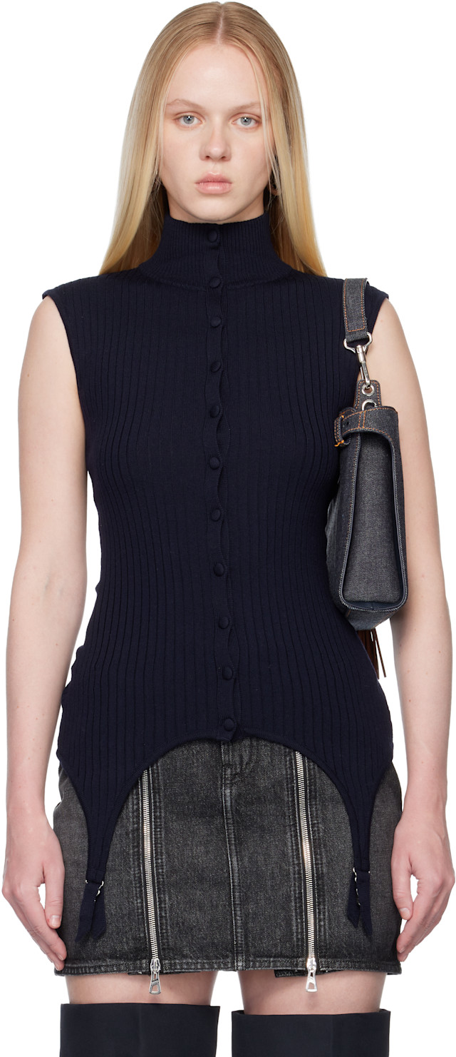 Jean Paul Gaultier: Navy 'The Garter Waistcoat' Sweater Vest | SSENSE