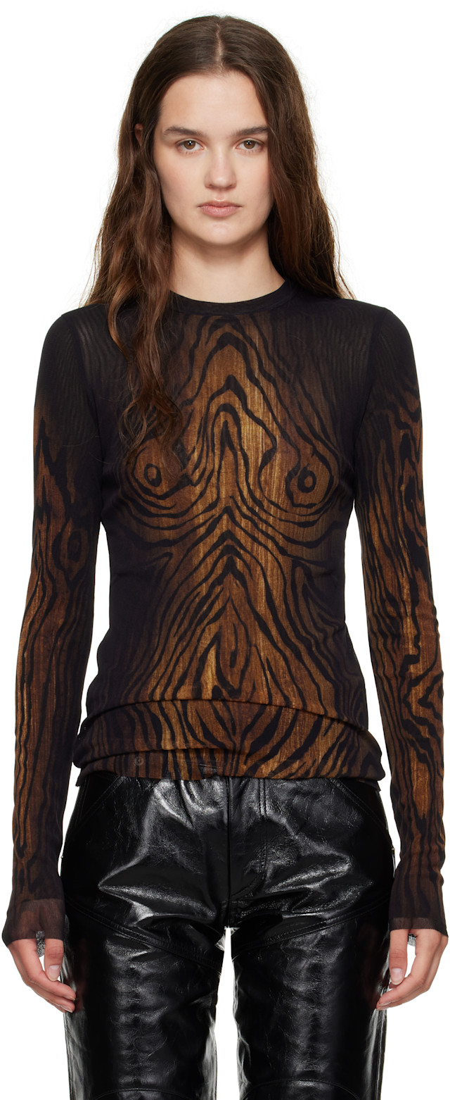 Jean Paul Gaultier: Black & Brown 'The Wood' Top | SSENSE Canada