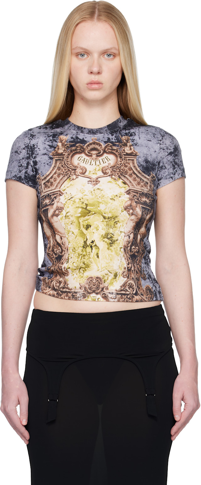 Jean Paul Gaultier: Multicolor 'The Blue Médaillon' T-shirt | SSENSE