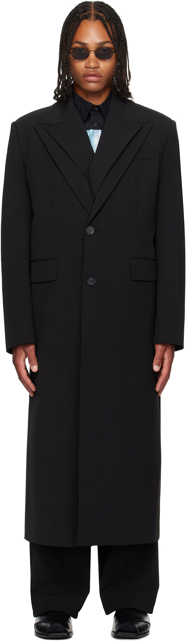 Jean Paul Gaultier: Black Double Layer Coat | SSENSE