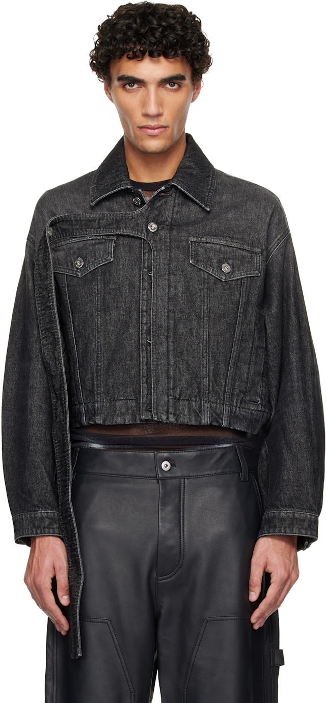 Jean Paul Gaultier: Black Oversized Strap Denim Jacket | SSENSE