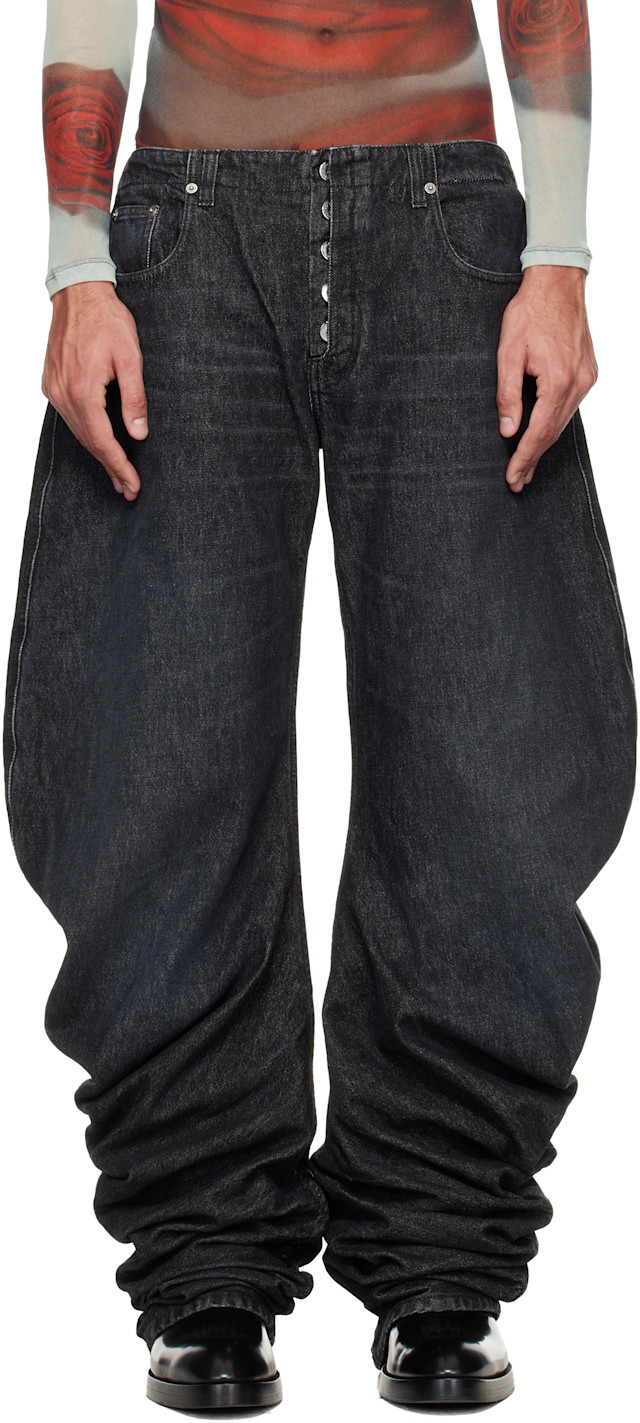 Jean Paul Gaultier: ブラック Oversize Fit ジーンズ | SSENSE 日本