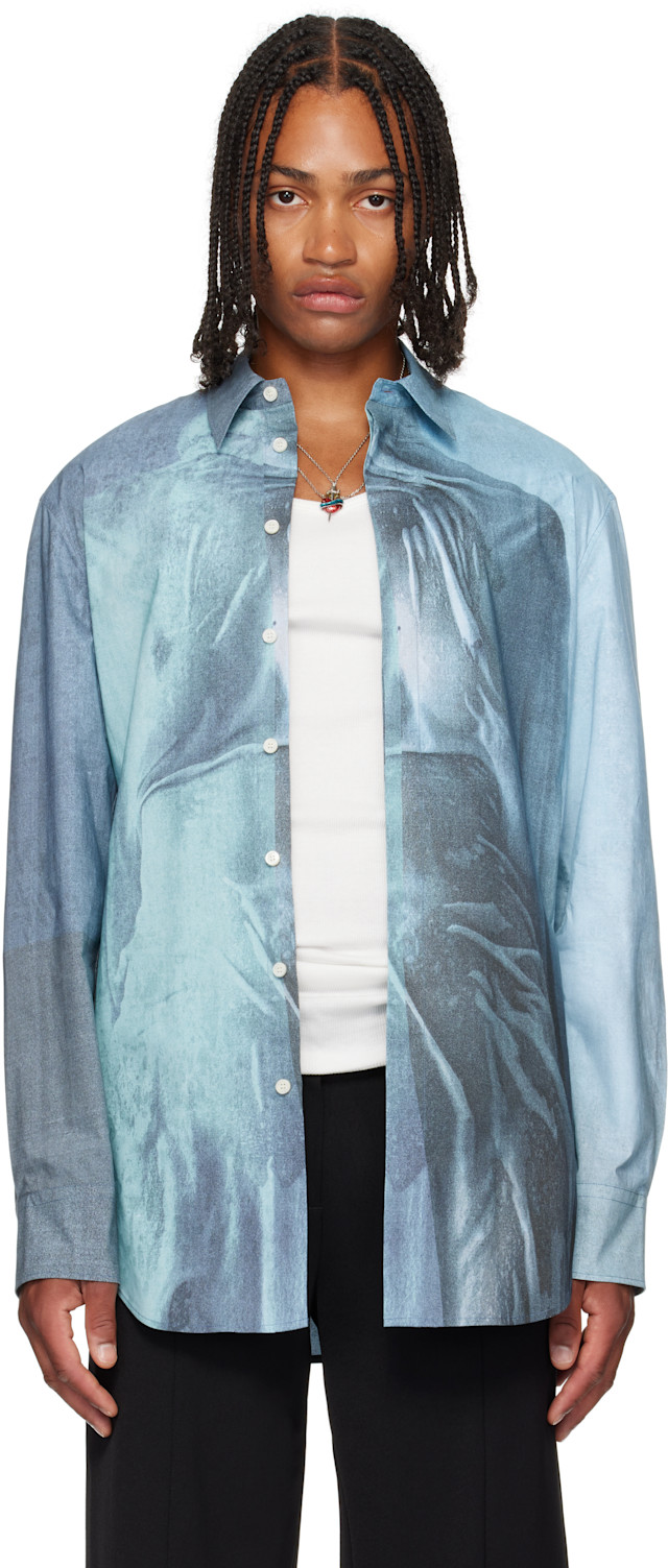Jean Paul Gaultier: Blue 'The Water' Shirt | SSENSE