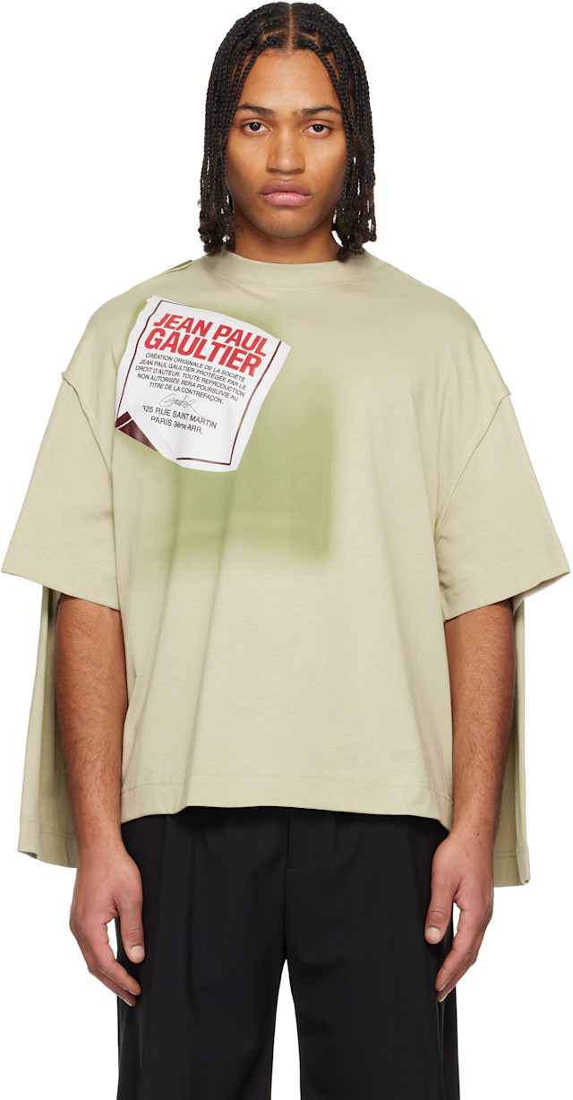 Jean Paul Gaultier: Green 'The Gaultier Label' Double T-shirt | SSENSE