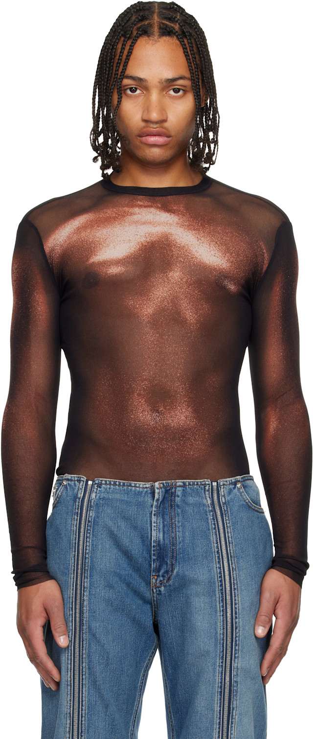 Jean Paul Gaultier: Black 'The Bronze Body Dust' Top | SSENSE