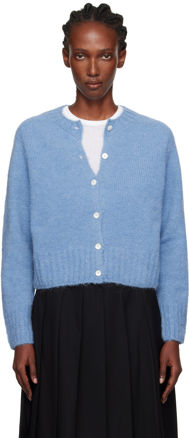 NOTHING WRITTEN ニットセーター ウールカーディガン Nothing Written: Blue Alpaca Knit Cardigan | SSENSE
