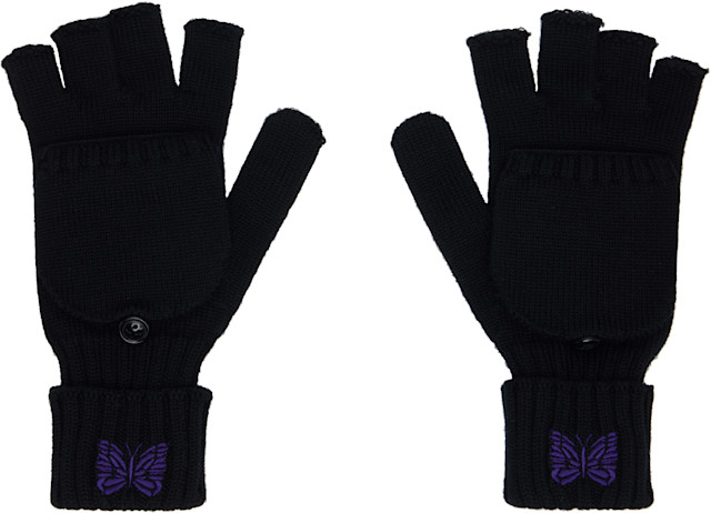 NEEDLES: Black Convertible Gloves | SSENSE