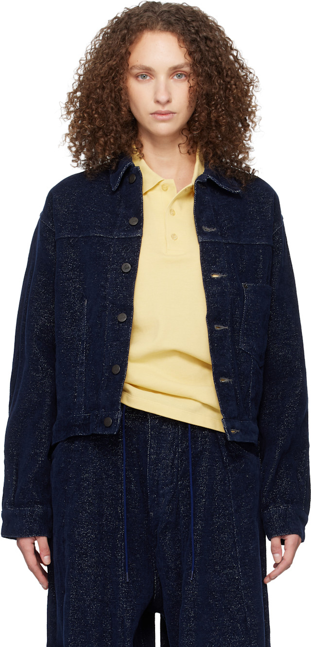 NEEDLES: Navy Darts Bottom Jacket | SSENSE Canada