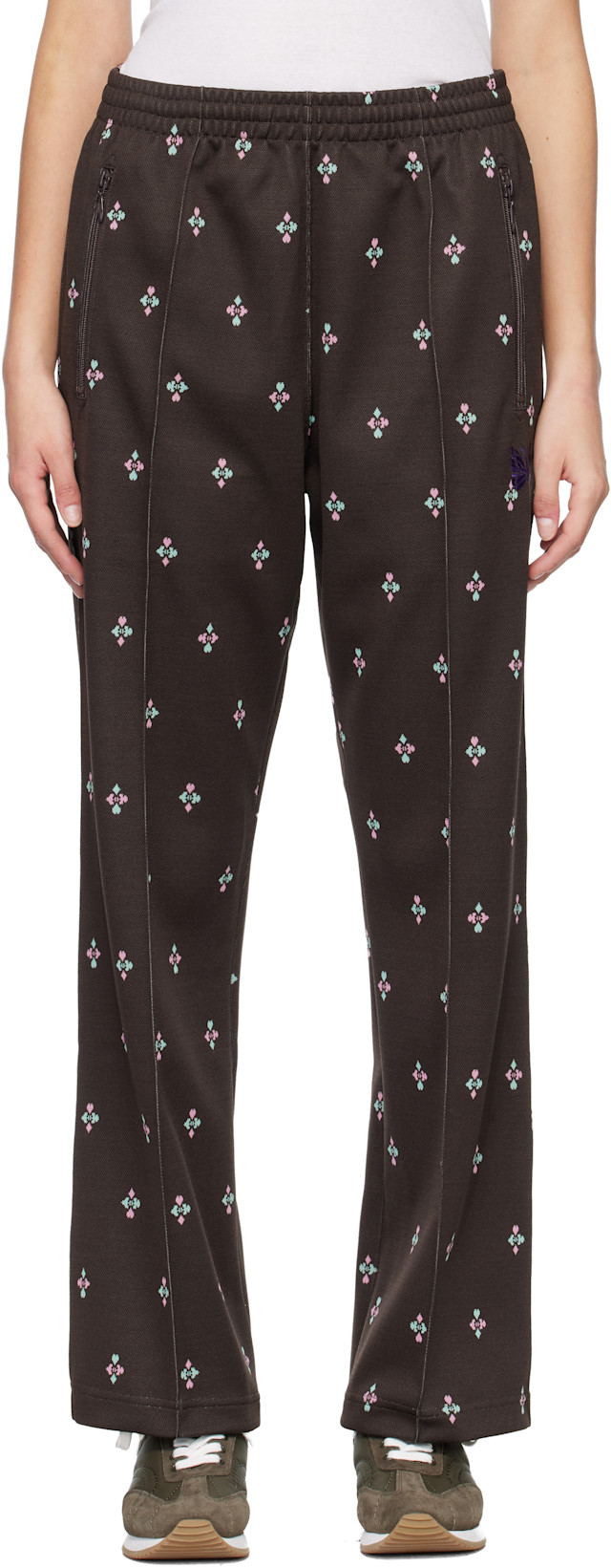 NEEDLES: Brown Poly Jacquard Lounge Pants | SSENSE