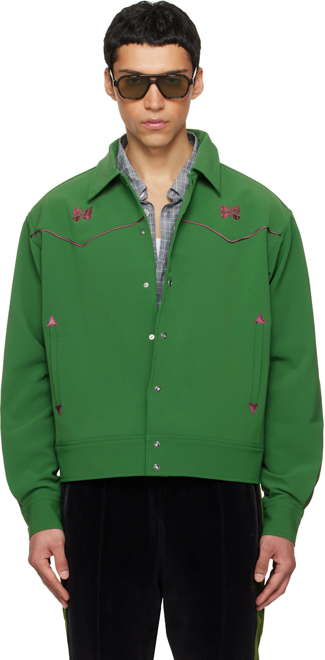 NEEDLES: Green Piping Cowboy Jacket | SSENSE