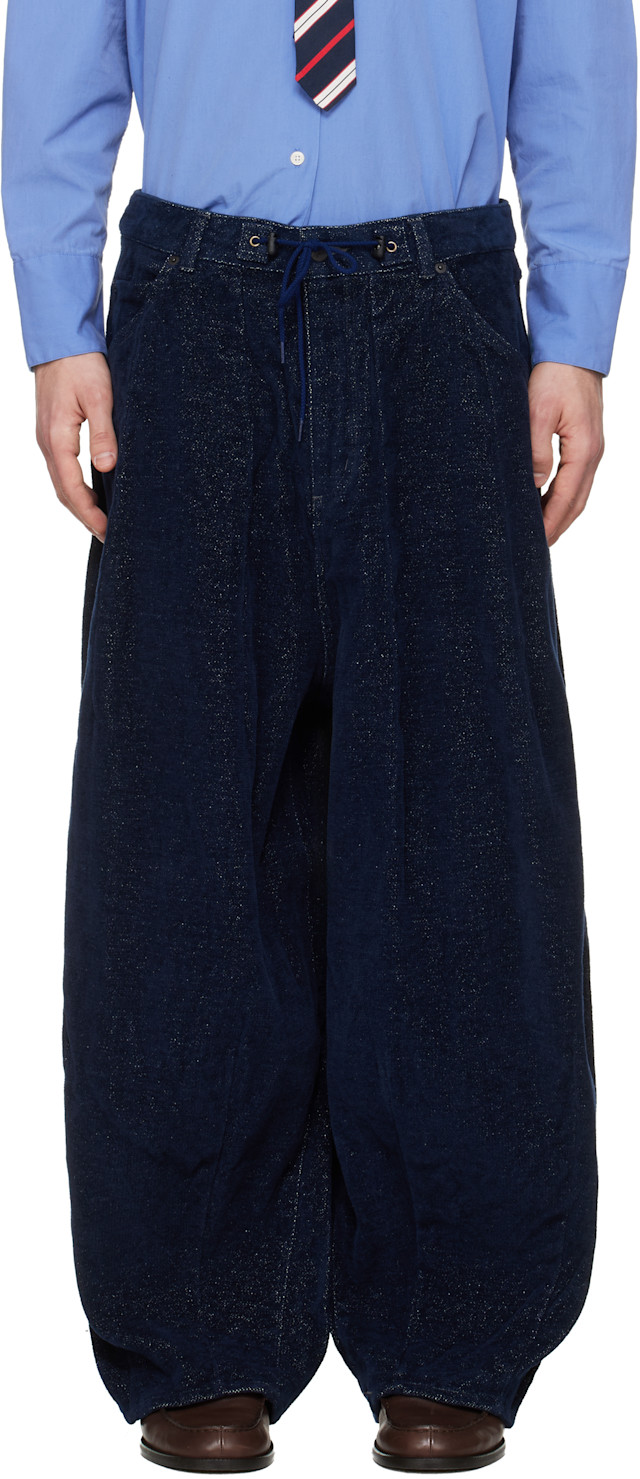 NEEDLES: Navy H.D. Trousers | SSENSE