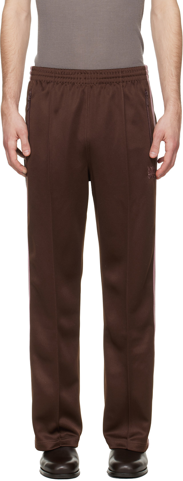 NEEDLES: Brown Jersey Track Pants | SSENSE