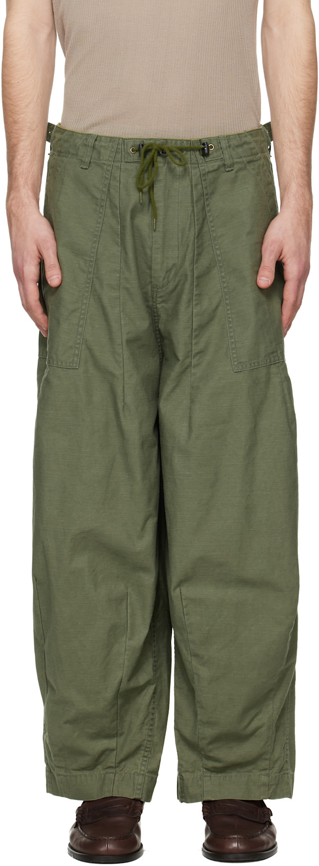 NEEDLES: Khaki H.D. Fatigue Trousers | SSENSE
