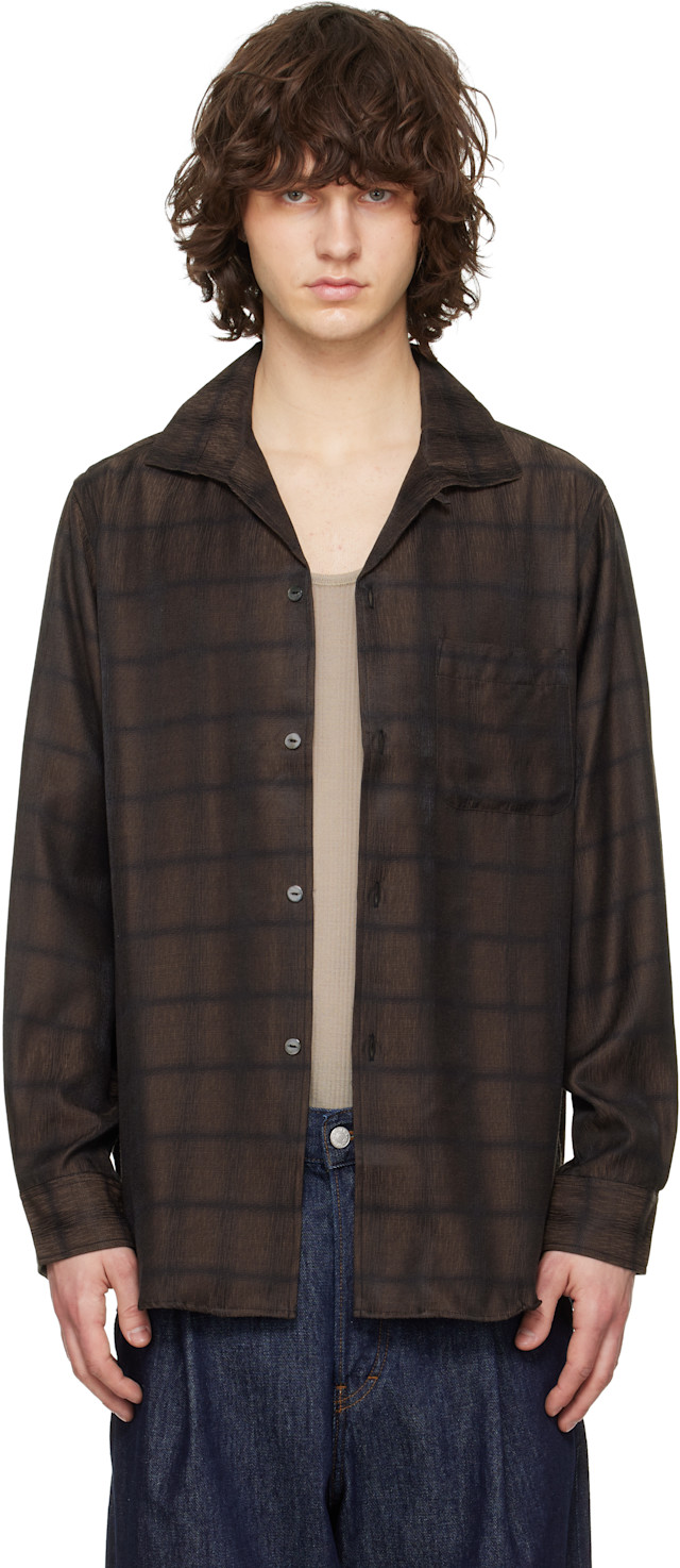 NEEDLES: Brown Italian Collar Shirt | SSENSE