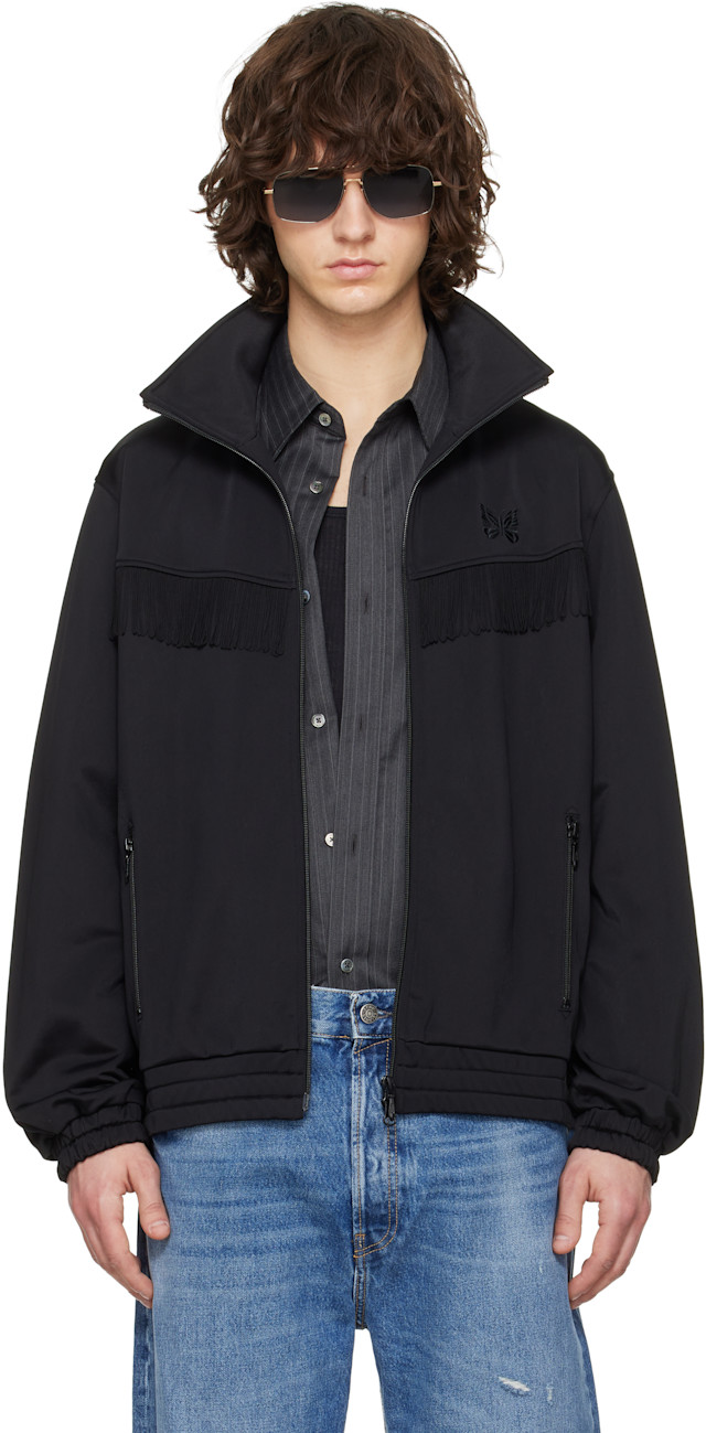 NEEDLES: Black Fringe Track Jacket | SSENSE