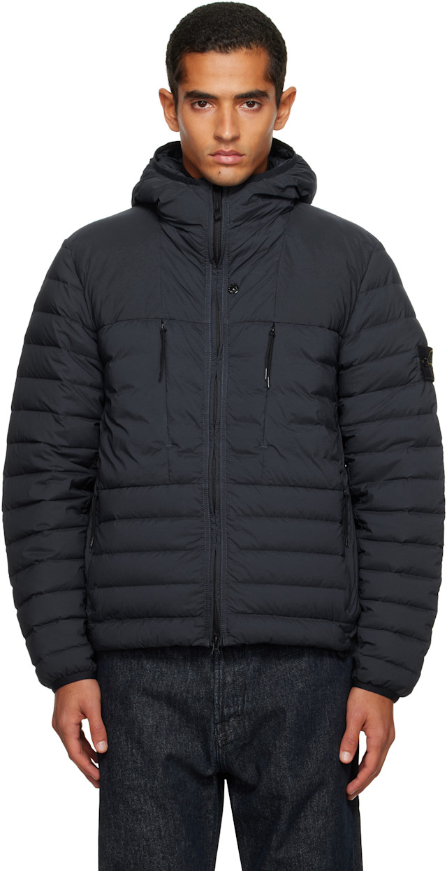 Stone Island: ネイビー 4100020 Seamless Tunnel Nylon Down-TC