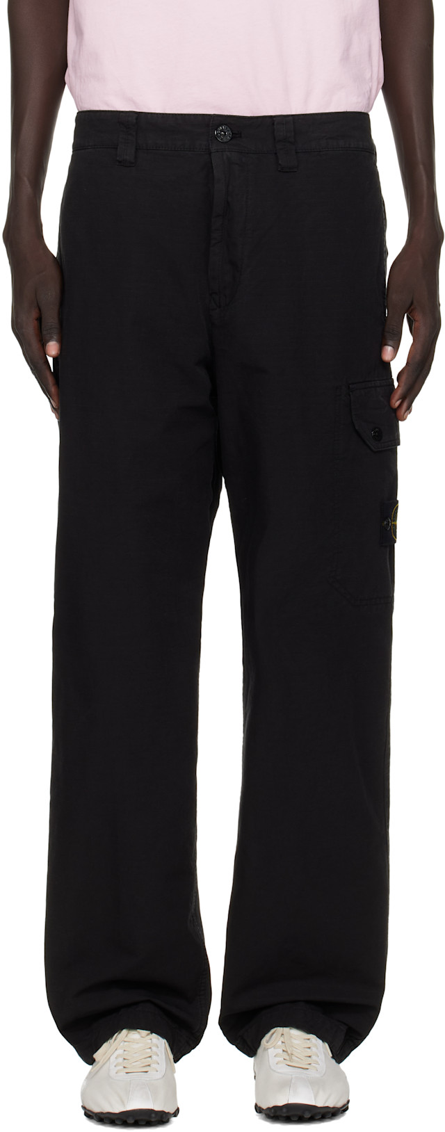 Stone Island: ブラック 3100011 コットンリップストップ カーゴパンツ