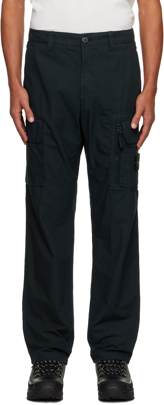 Stone Island: ネイビー 3100006 Canvas Weave Cotton カーゴパンツ