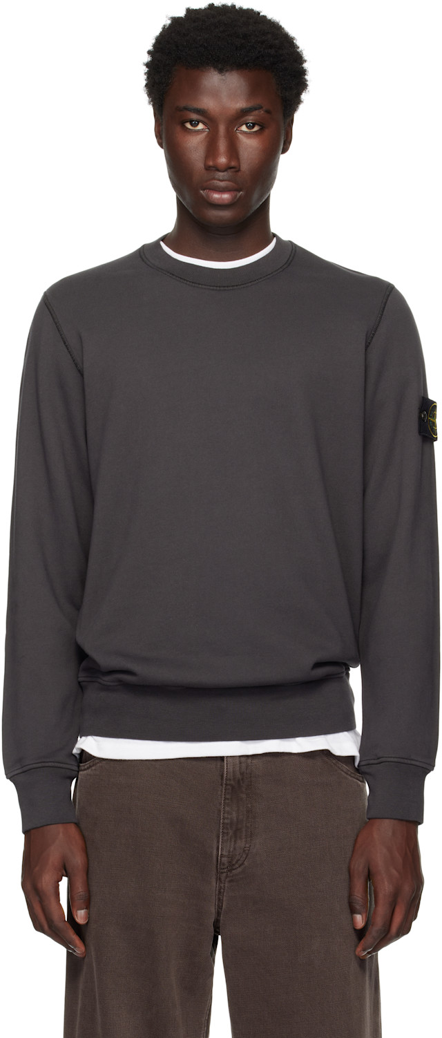 Stone Island: Gray 6100044 Organic Cotton Fleece Sweatshirt | SSENSE