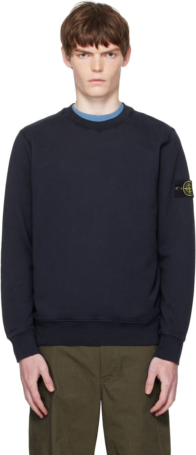 NSTONE  ニットセーター Stone Island: Navy 6100060 Organic Cotton Fleece Sweatshirt | SSENSE