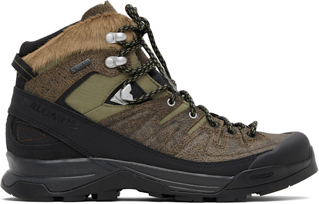 Salomon: Khaki X-ALP Mid Distressed Leather GORE-TEX Boots | SSENSE