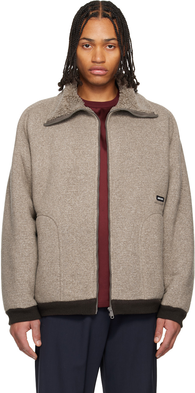 Miu Miu: Brown Fleece Zipper Blouson Jacket | SSENSE Canada