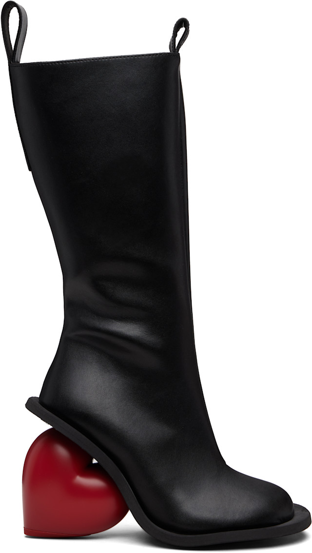 YUME YUME: Black & Red Love Tall Boots | SSENSE