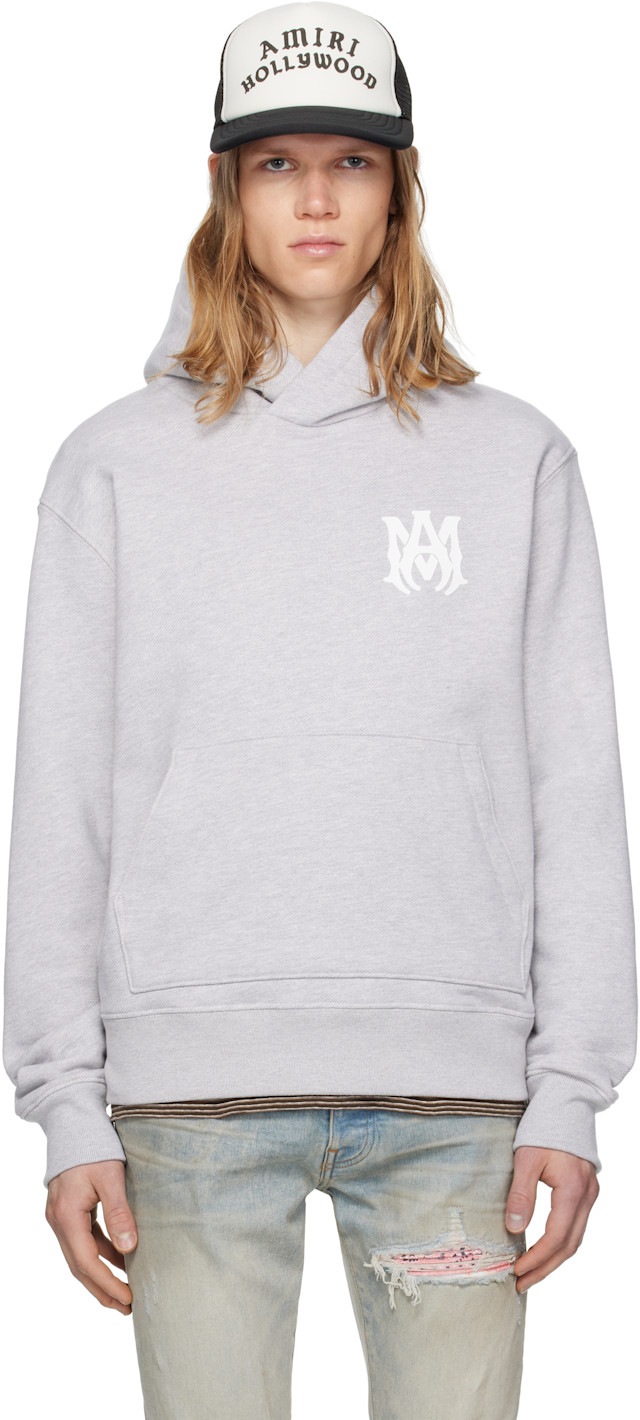 AMIRI: Gray MA Core Logo Hoodie | SSENSE