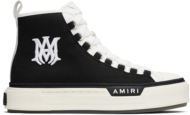 AMIRI ハイカットスニーカー　バンダナスニーカー　リコンストラクトサンセット AMIRI: ブラック＆ホワイト MA Court ハイカットスニーカー | SSENSE 日本