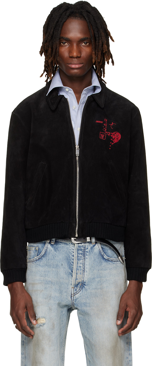 Enfants Riches Déprimés: Black 'Constructivist' Suede Jacket | SSENSE