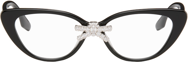 Shushu/Tong: ブラック Gemstone Bow メガネ | SSENSE 日本