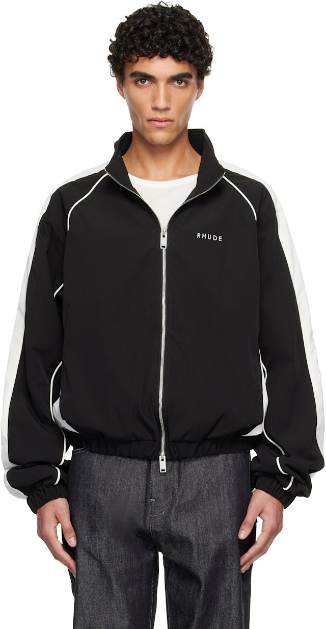 Rhude: Black Ramona Piping Track Jacket | SSENSE