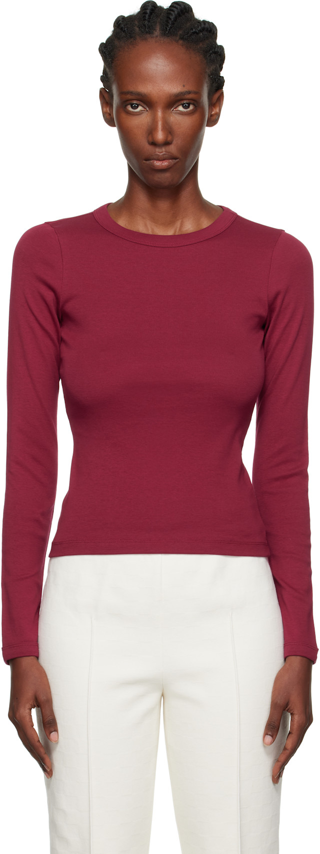 FLORE FLORE: Burgundy Max T-shirt | SSENSE