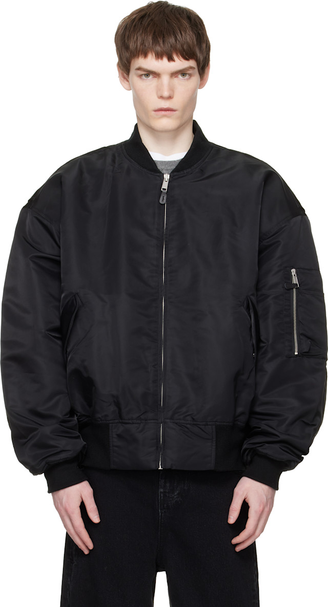 Entire Studios: Black Broad Bomber Jacket | SSENSE Canada